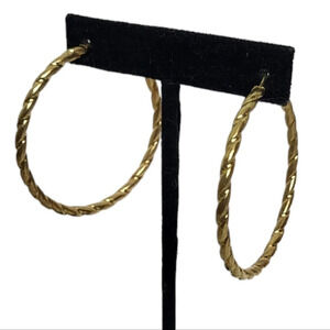 Matte GoldTone Twisted Hoop Earrings